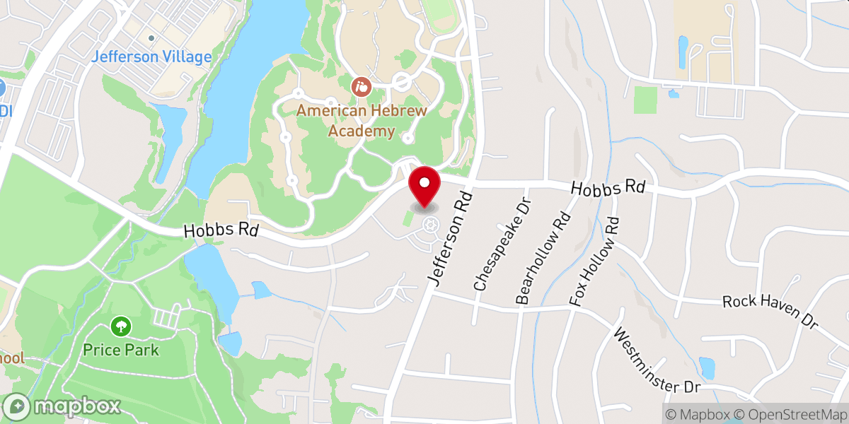 Map showing location of Temple Emanuel