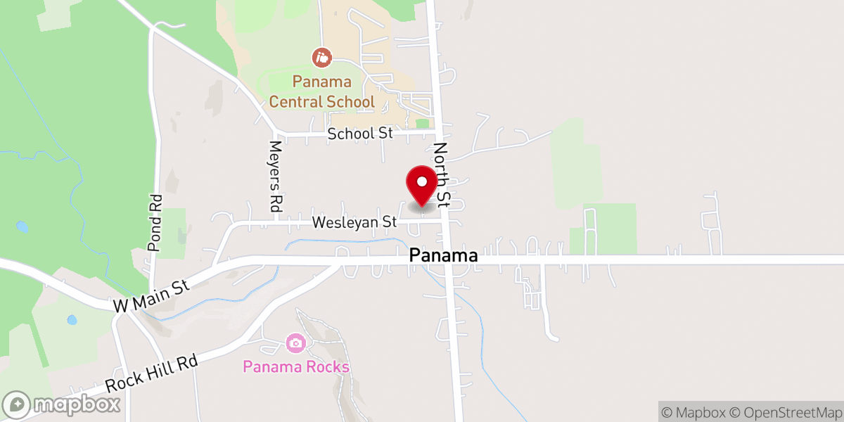 Map showing location of Panama Baptist Church