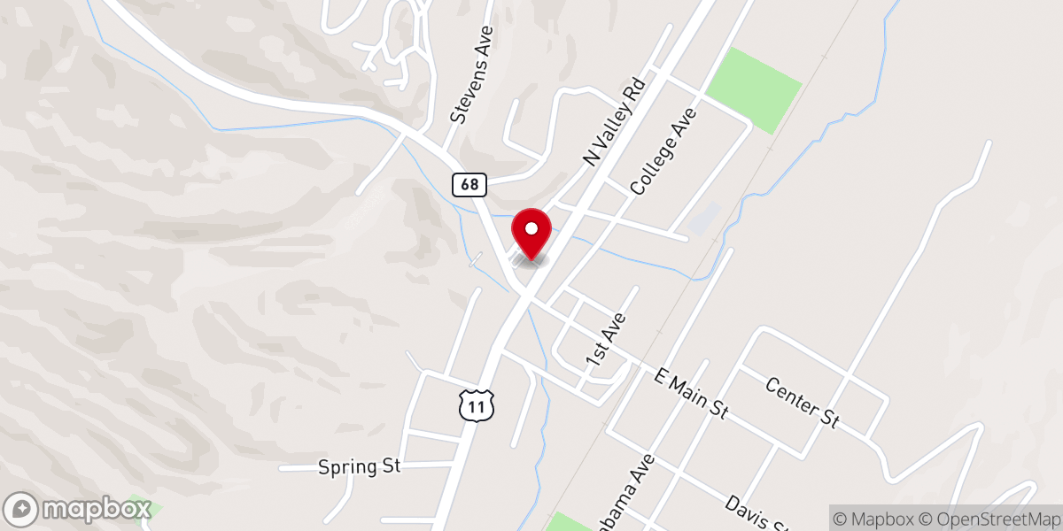 Map showing location of Collinsville Baptist Church