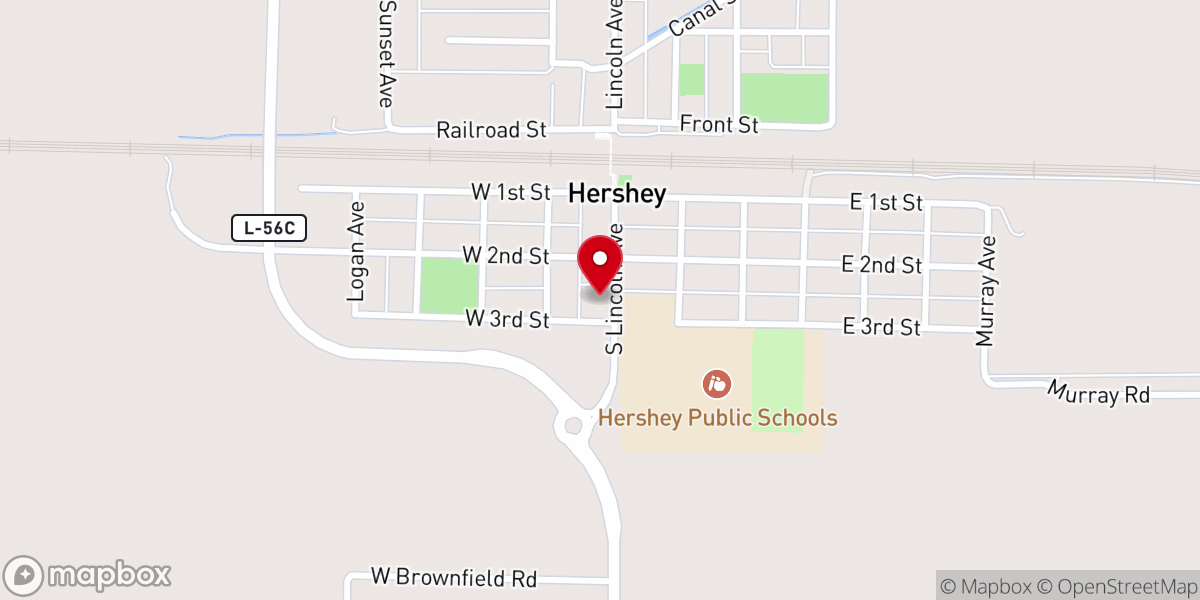 Map showing location of Hershey United Methodist Church