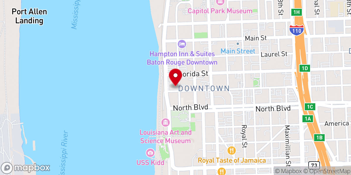 Map showing location of Hilton Baton Rouge Capitol Center
