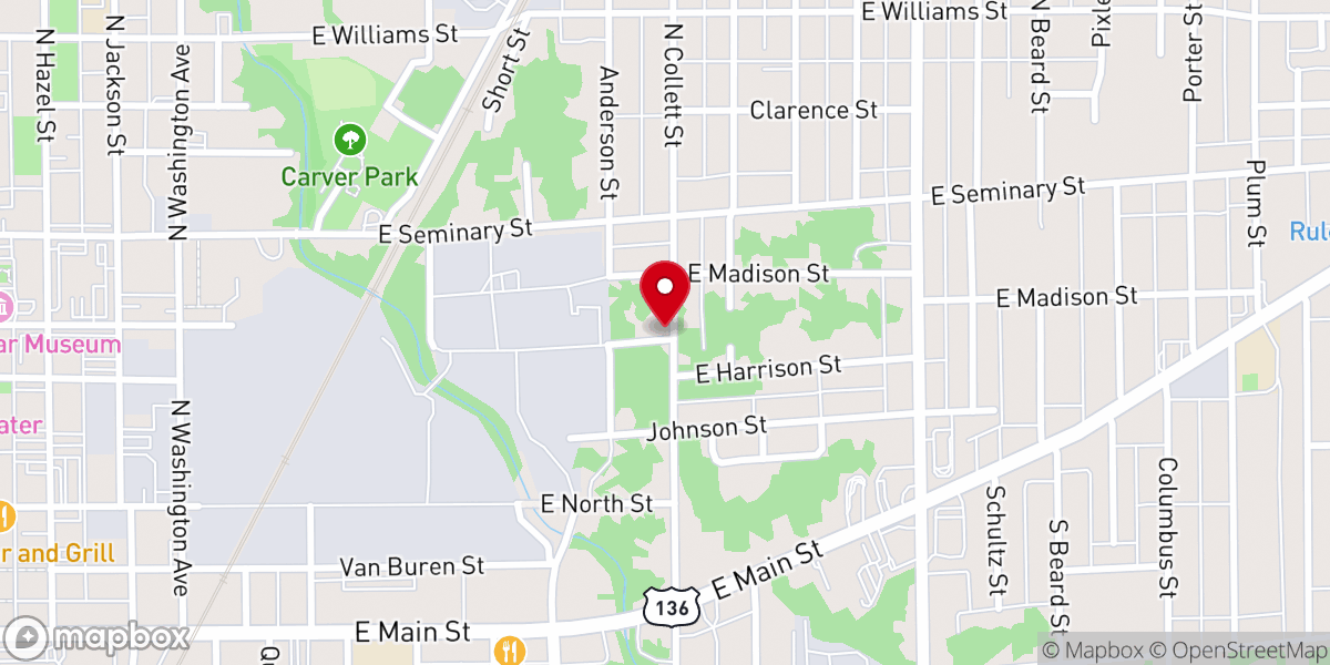 Map showing location of Collett Street Church of Christ