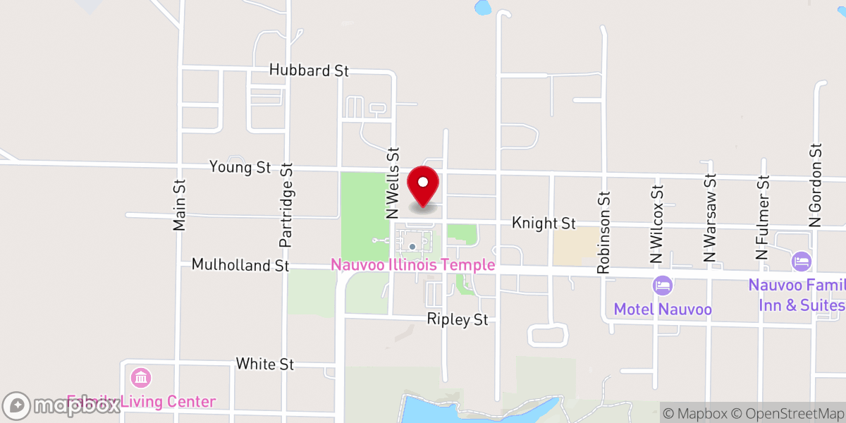 Map showing location of Nauvoo Temple Arrival Center