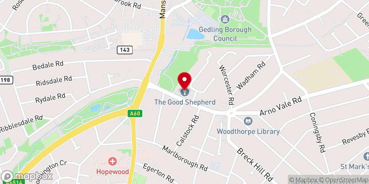 Map showing location of Church of the Good Shepherd