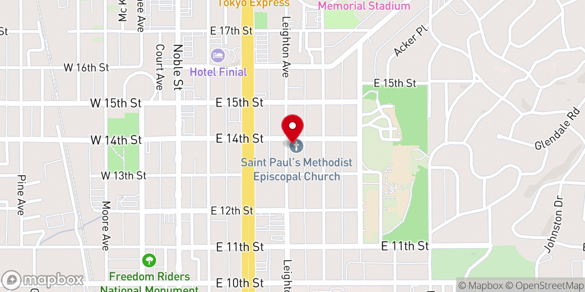 Map showing location of First Christian Church