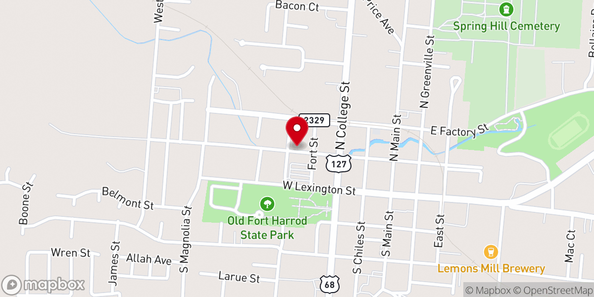 Map showing location of First Baptist Church