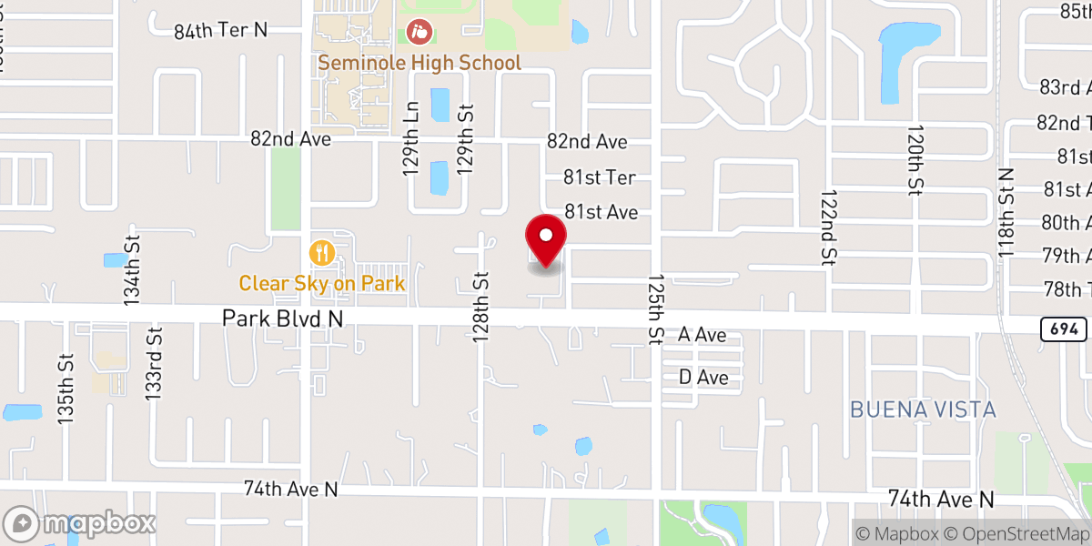 Map showing location of BridgePoint Church Seminole