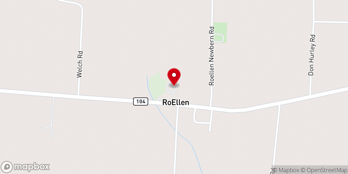 Map showing location of RoEllen Baptist Chruch