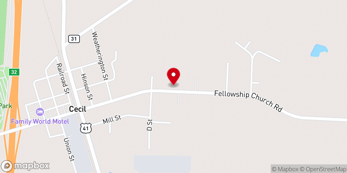 Map showing location of Jerusalem Missionary Church