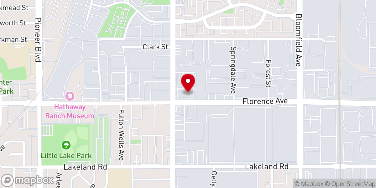Map showing location of Calvary Chapel Santa Fe Springs