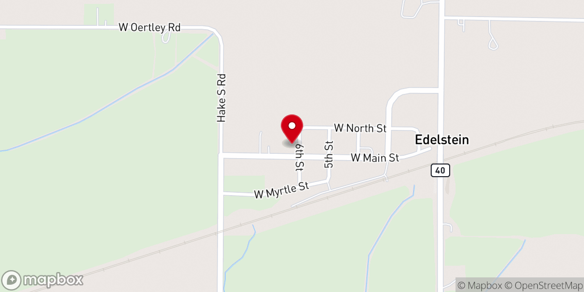 Map showing location of Edelstein Congregational Church