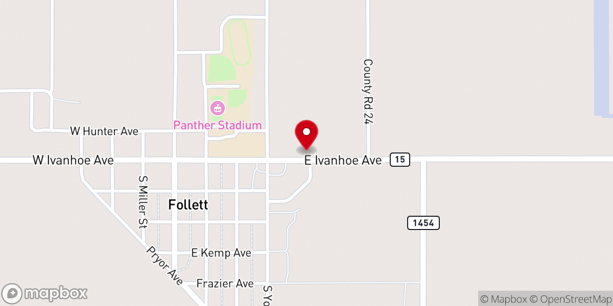 Map showing location of Follett Chapel
