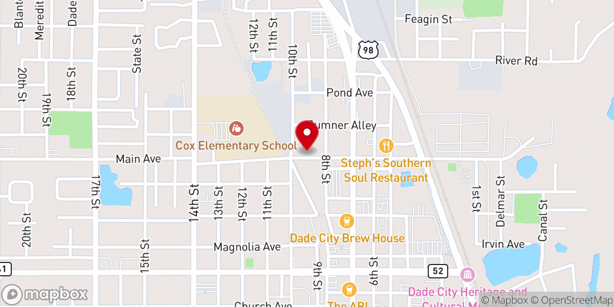 Map showing location of Bread of Life Worship Center