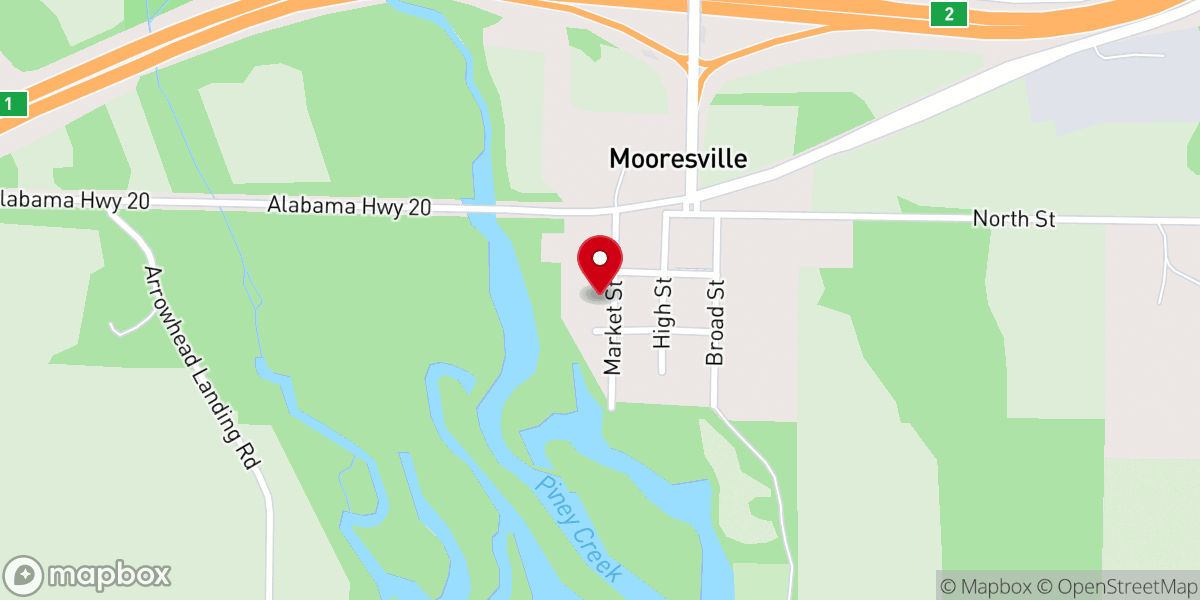 Map showing location of Mooresville Church of Christ