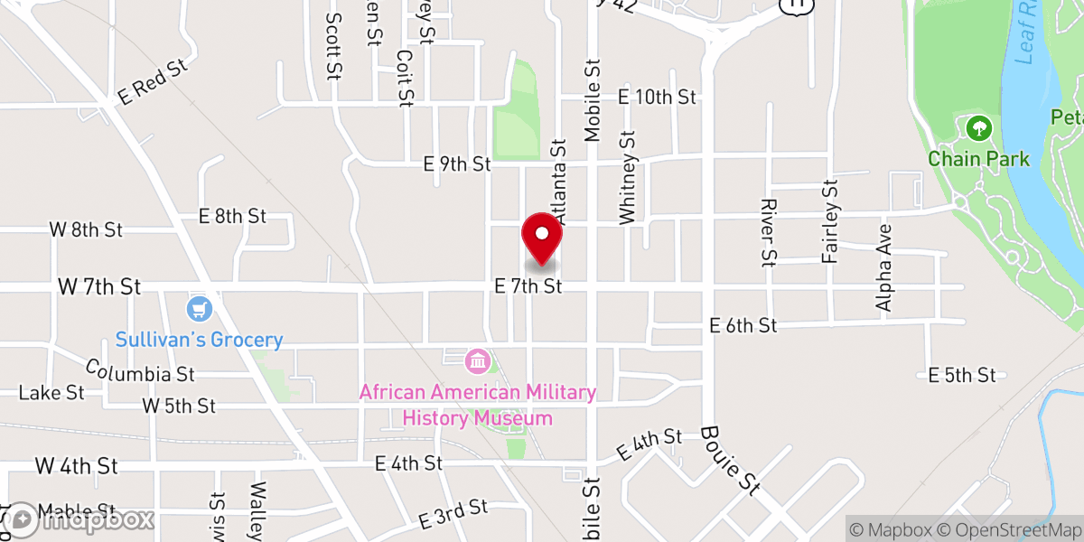 Map showing location of Hattiesburg Crusaders Deliverance Baptist Church