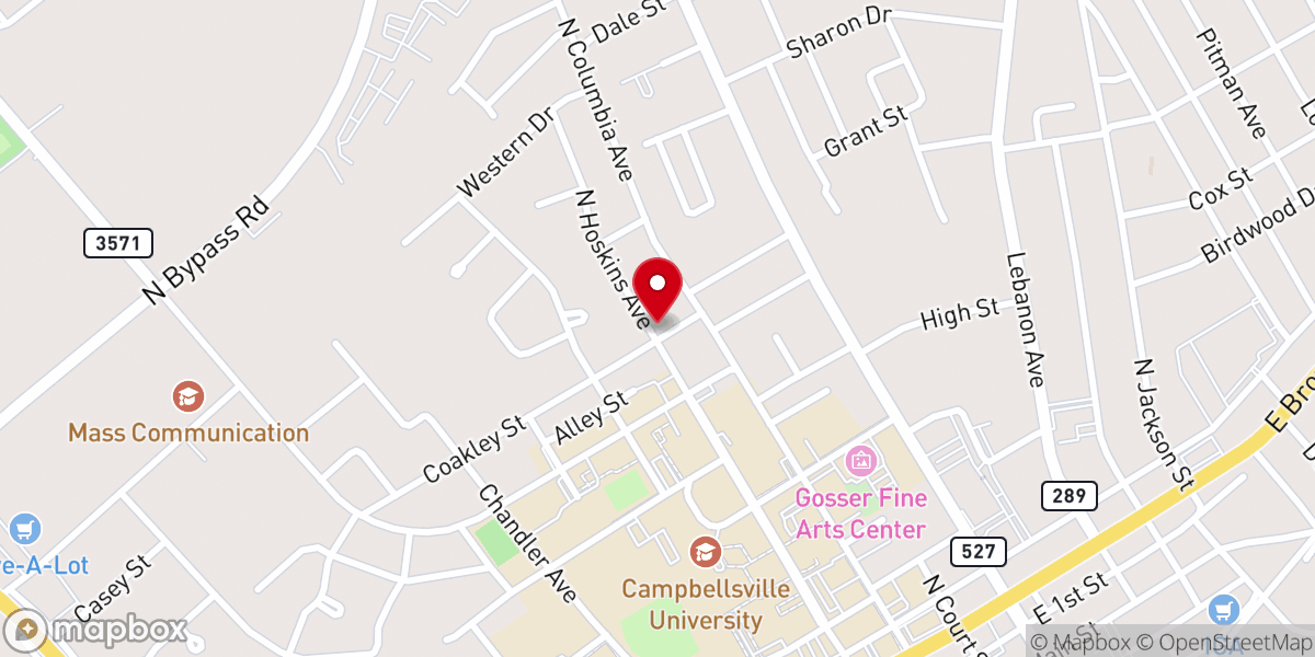 Map showing location of East Campbellsville Church of God