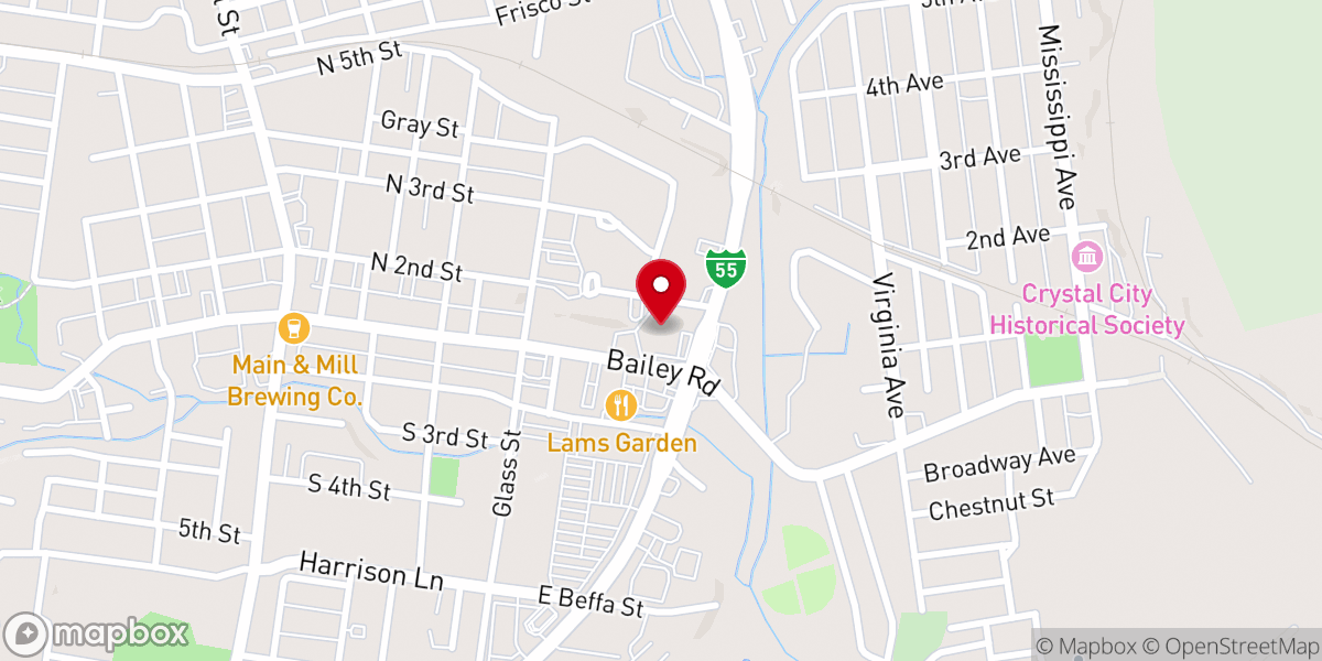 Map showing location of First Baptist Church of Festus