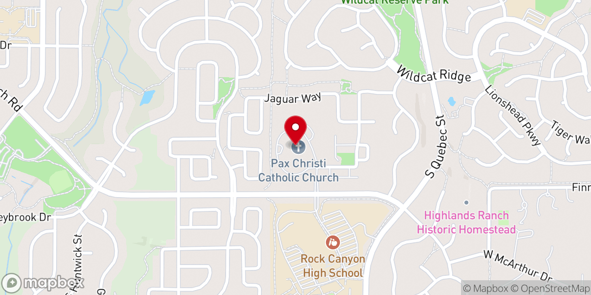 Map showing location of Pax Christi Catholic Church