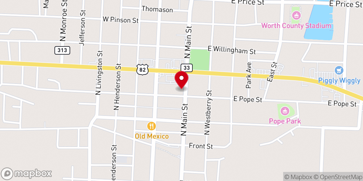 Map showing location of Pinson Memorial Church