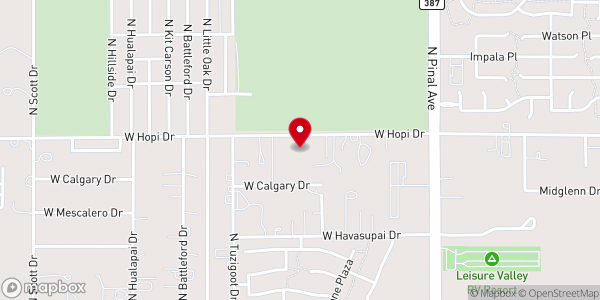 Map showing location of Pinal County Cowboy Church