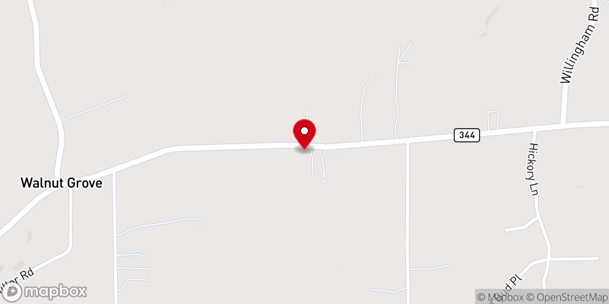 Map showing location of Walnut Grove Church