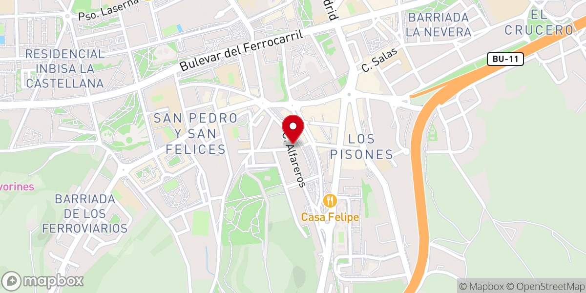 Map showing location of Iglesia Evangélica Filadelfia