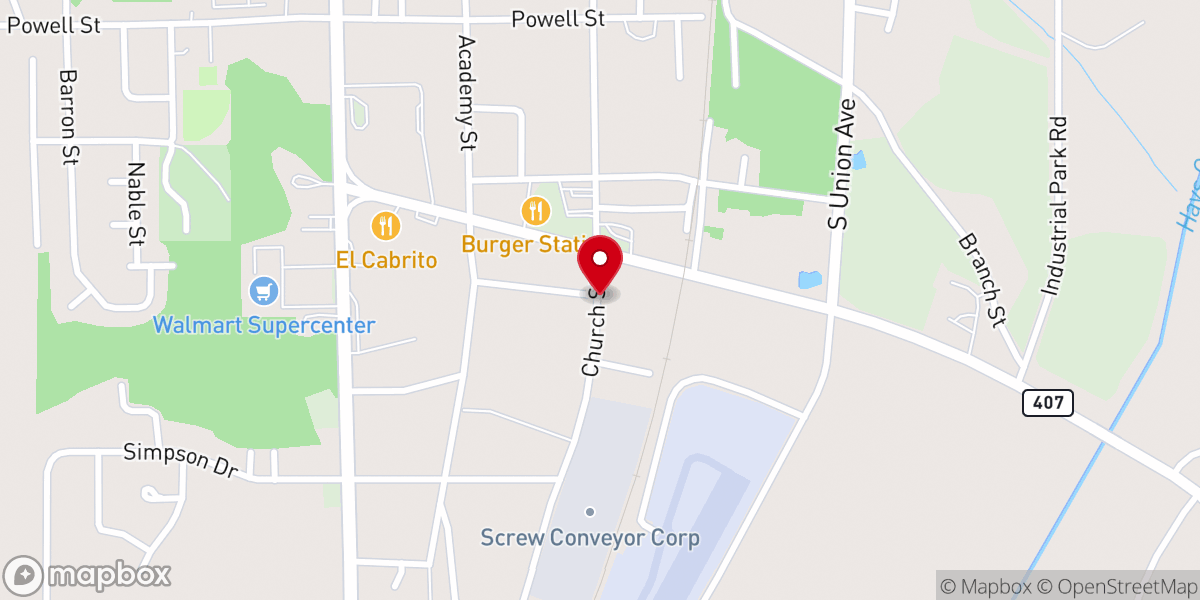 Map showing location of Robin Hood Food Mart