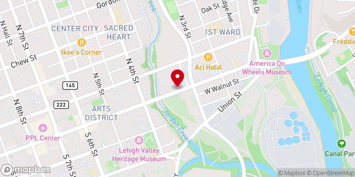 Map showing location of Patricia & Joseph V. Topper Sr. Worship And Learning Center