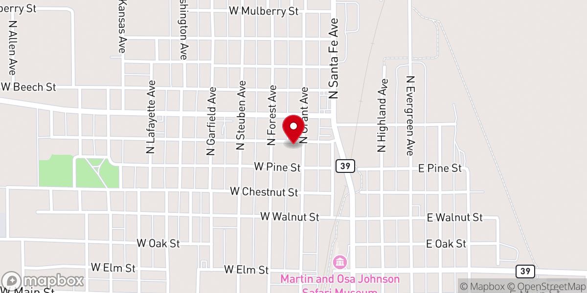 Map showing location of Grant Avenue Baptist Church