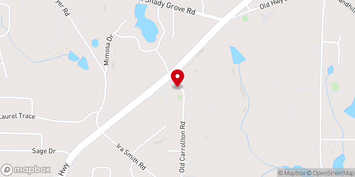 Map showing location of Old Carrollton Primitive Baptist Church