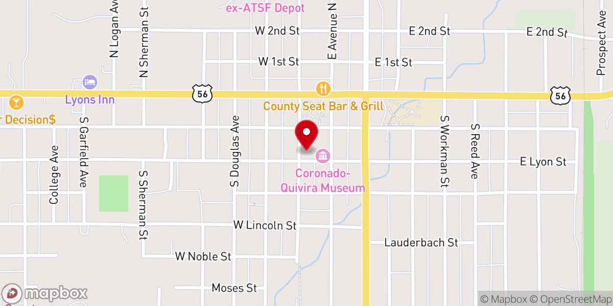 Map showing location of First Christian Church