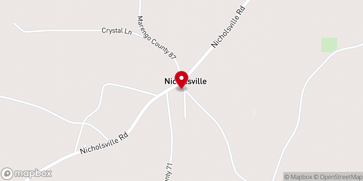 Map showing location of Nicholsville Baptist Church