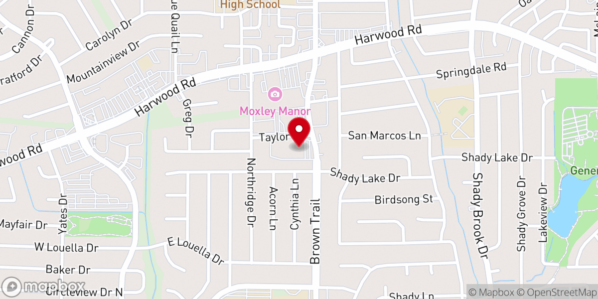 Map showing location of Brown Trail Church of Christ