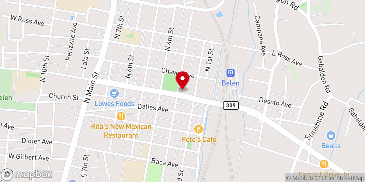 Map showing location of Belen Missionary Baptist Church