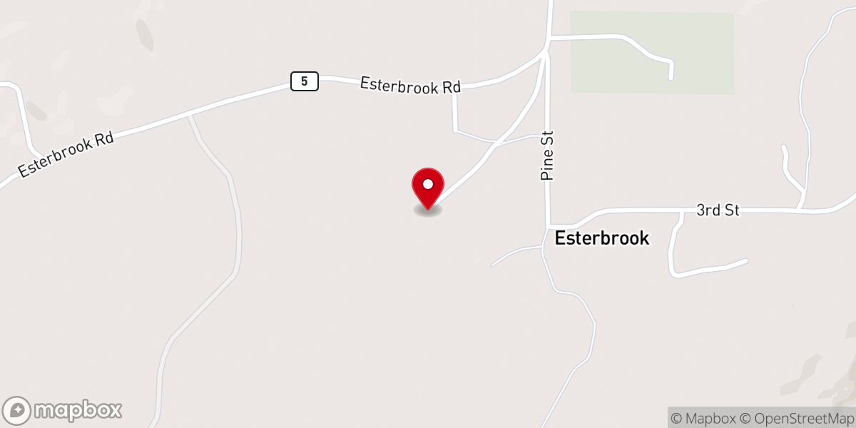 Map showing location of Esterbrook Church