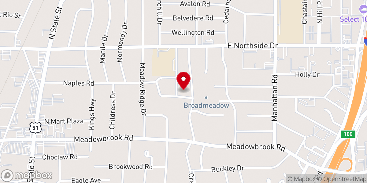 Map showing location of Broadmeadow United Methodist Church