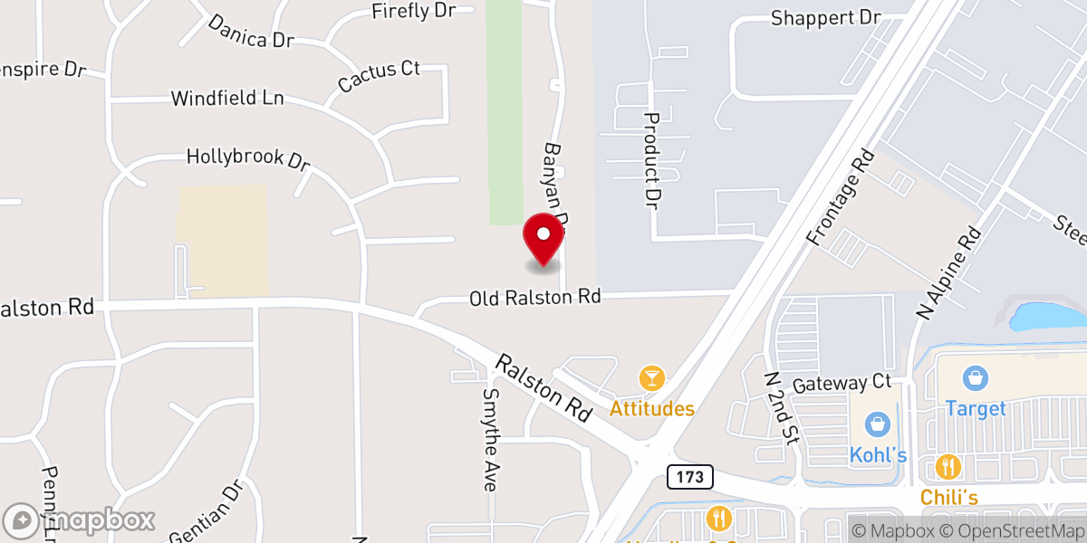 Map showing location of New Hope Baptist Church