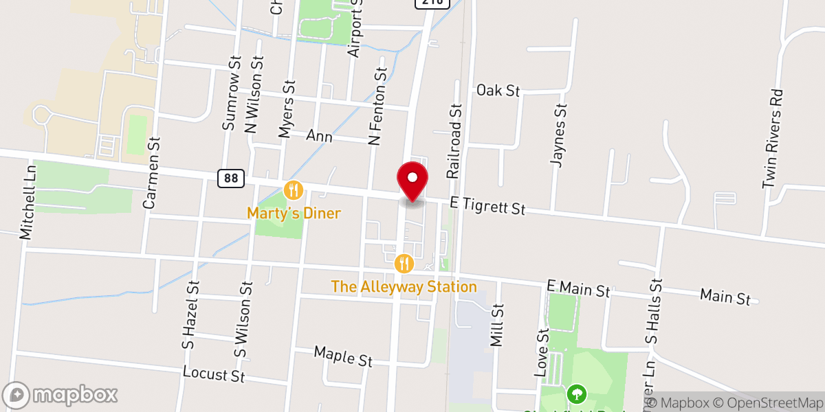 Map showing location of Key Corner Food Mart