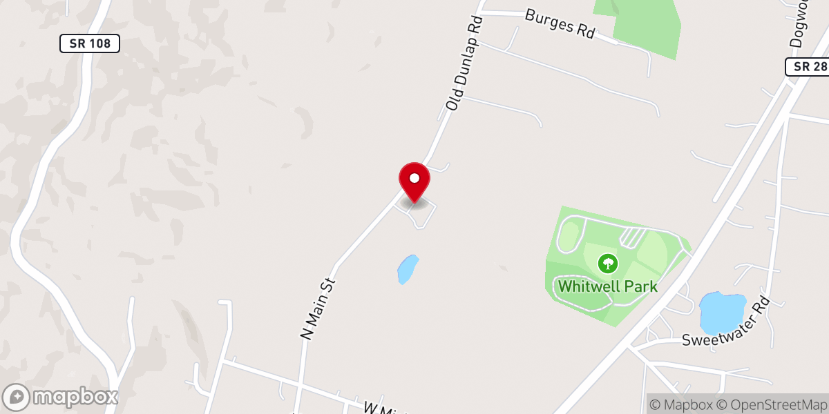 Map showing location of First Baptist Church Whitwell