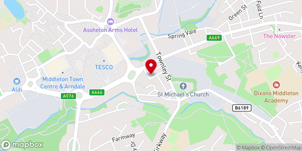 Map showing location of St Peter's R C Church
