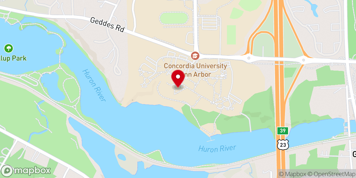 Map showing location of Chapel of the Holy Trinity at Concordia University Ann Arbor