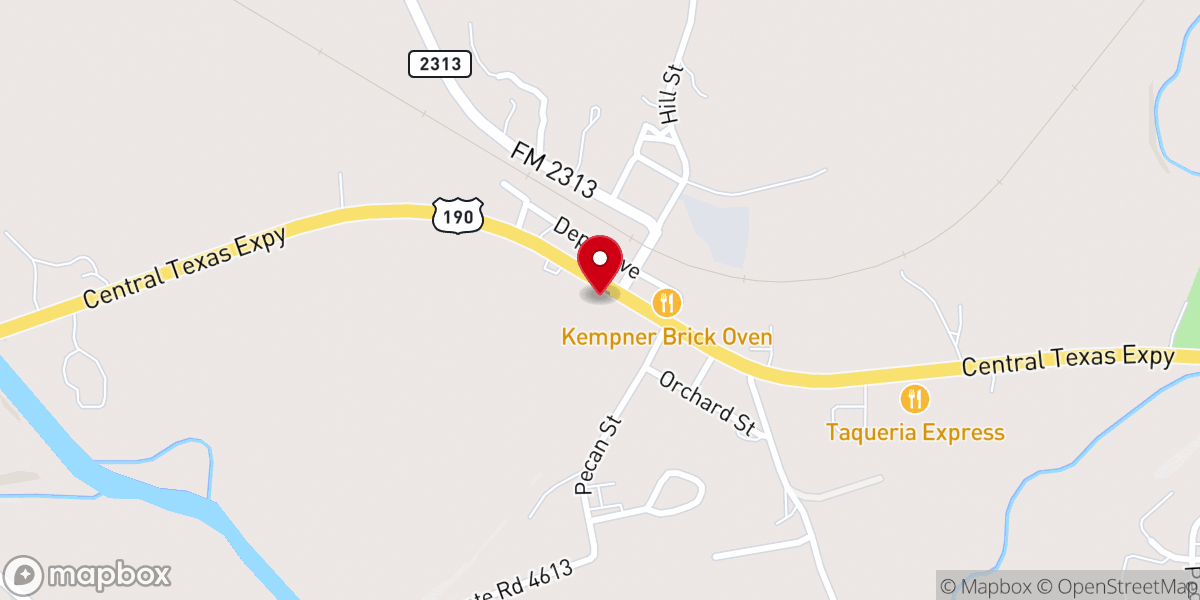 Map showing location of Kempner United Methodist Church