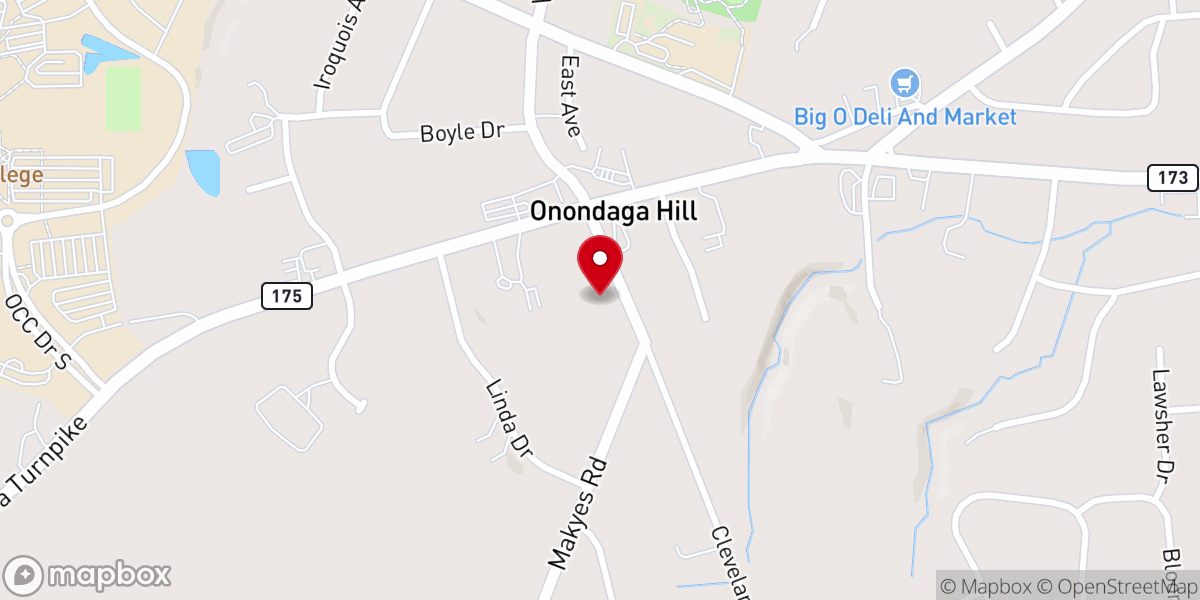 Map showing location of Onondaga Hill Presbyterian Church