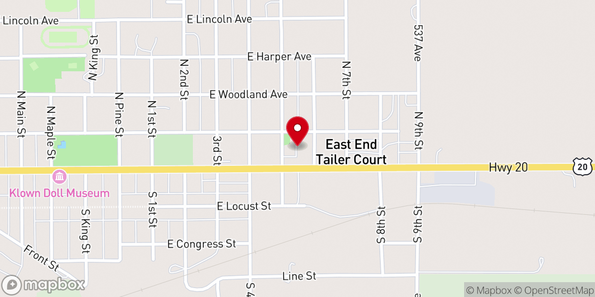 Map showing location of Zion Lutheran Church