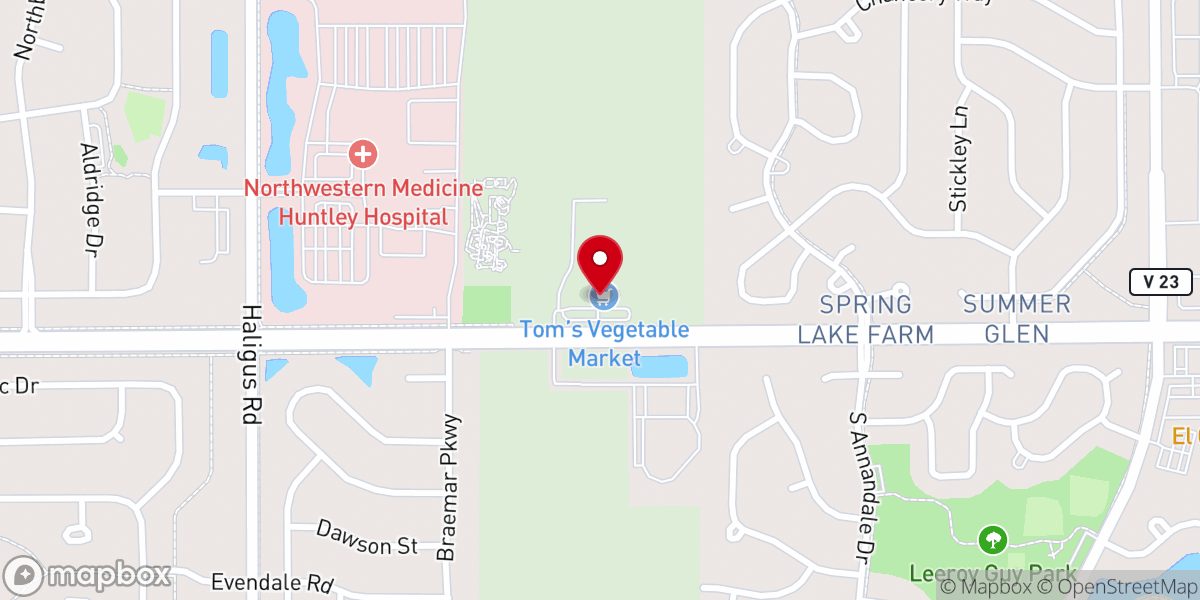 Map showing location of Tom's Farm Market