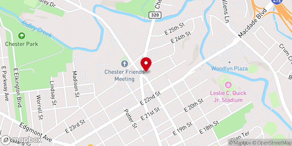 Map showing location of North Chester Baptist Church