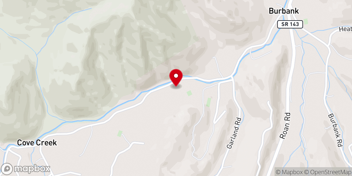 Map showing location of Calvary Baptist Church of Roan Mountain