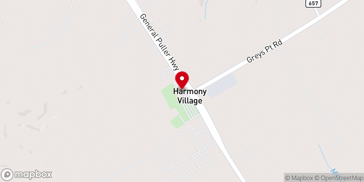 Map showing location of Harmony Grove Baptist Church
