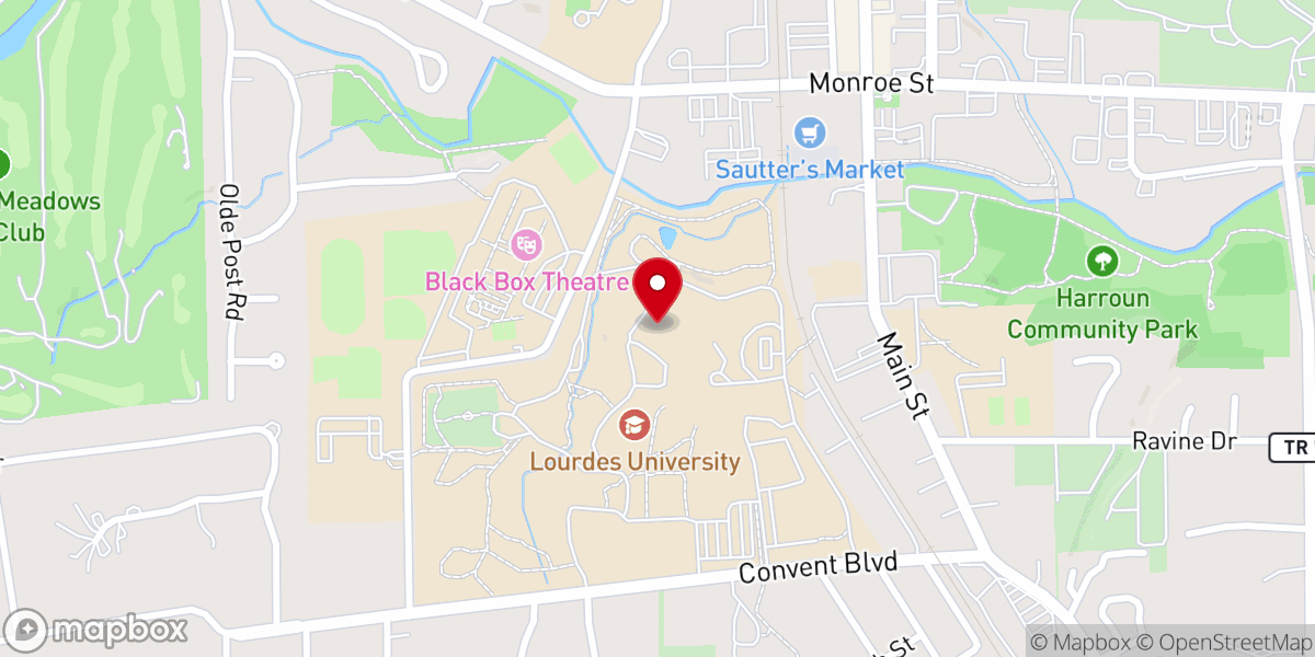 Map showing location of Queen of Peace Chapel