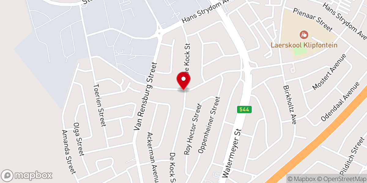 Map showing location of LIG EN LEWE BEDIENINGE WITBANK CHURCH